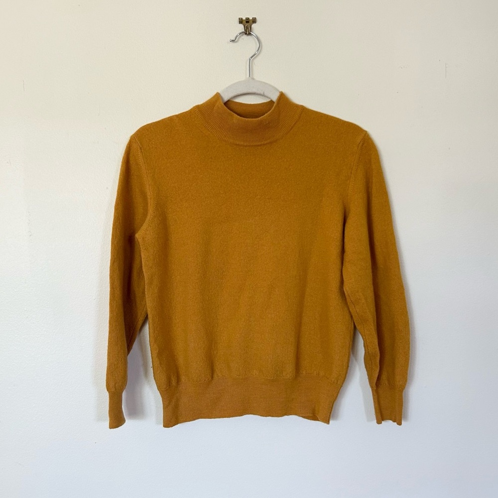 Vintage mustard Italian wool mock neck sweater